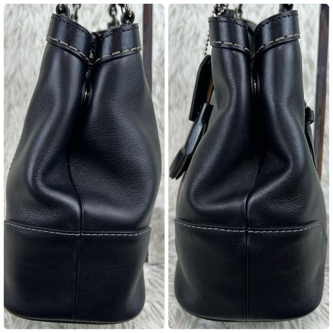 コーチ トートバッグ ハンドバッグ レザー シルバー金具 ブラック 7467 ✨極美品 コーチ 7467 トートバッグ ハンドバッグ レザー