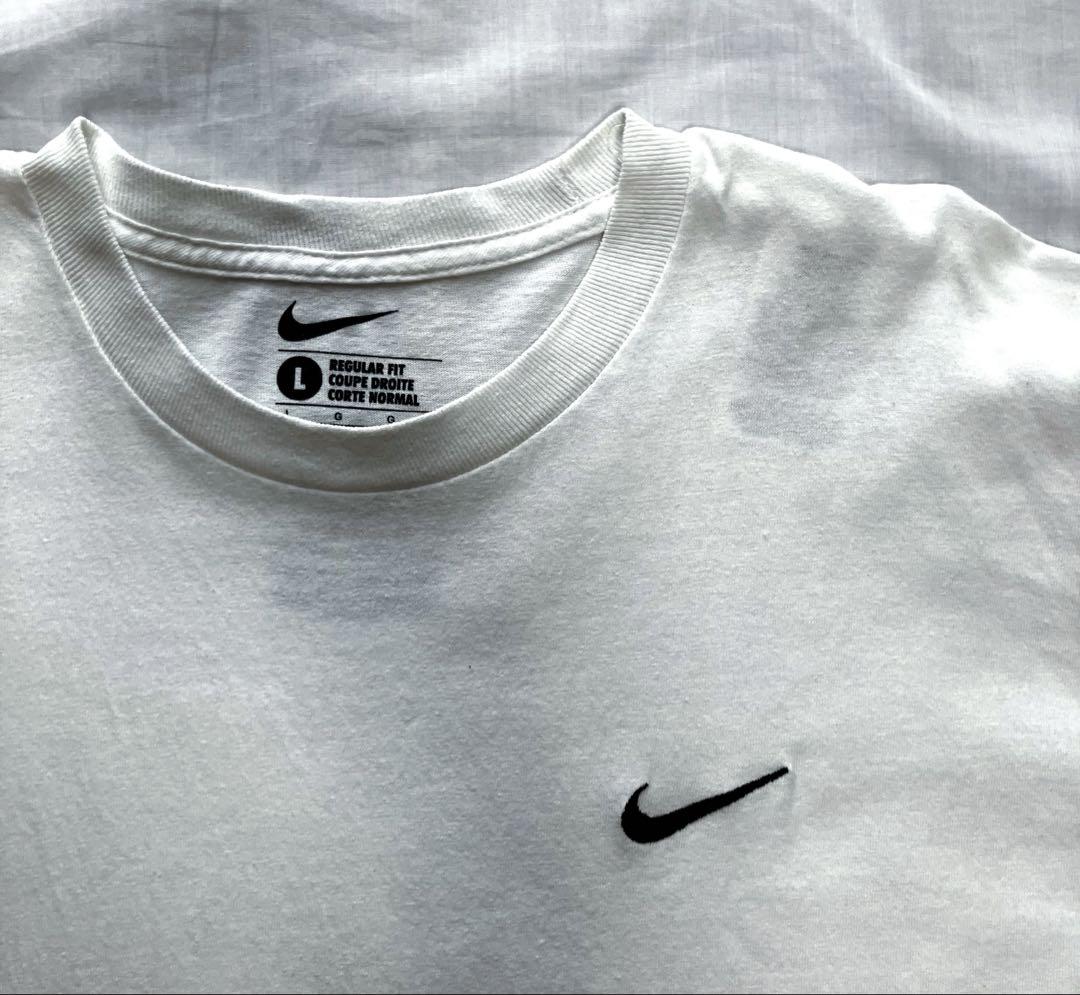 NIKE 刺繍ロゴ ナイロンエナメルベースボールシャツ Lサイズ白160cm新品 2f220fb8efd5105a37709bb545a492
