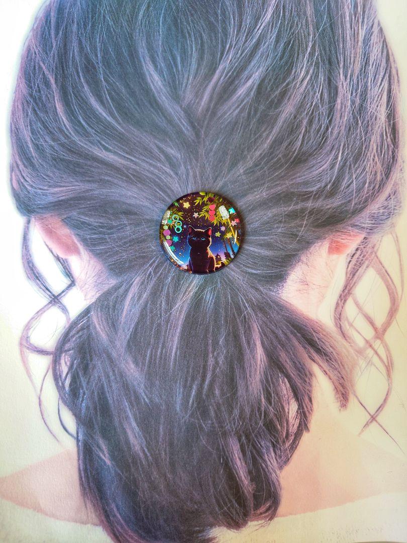レジン　猫　ヘアゴム　ブローチ　ポニーフック　No.106
