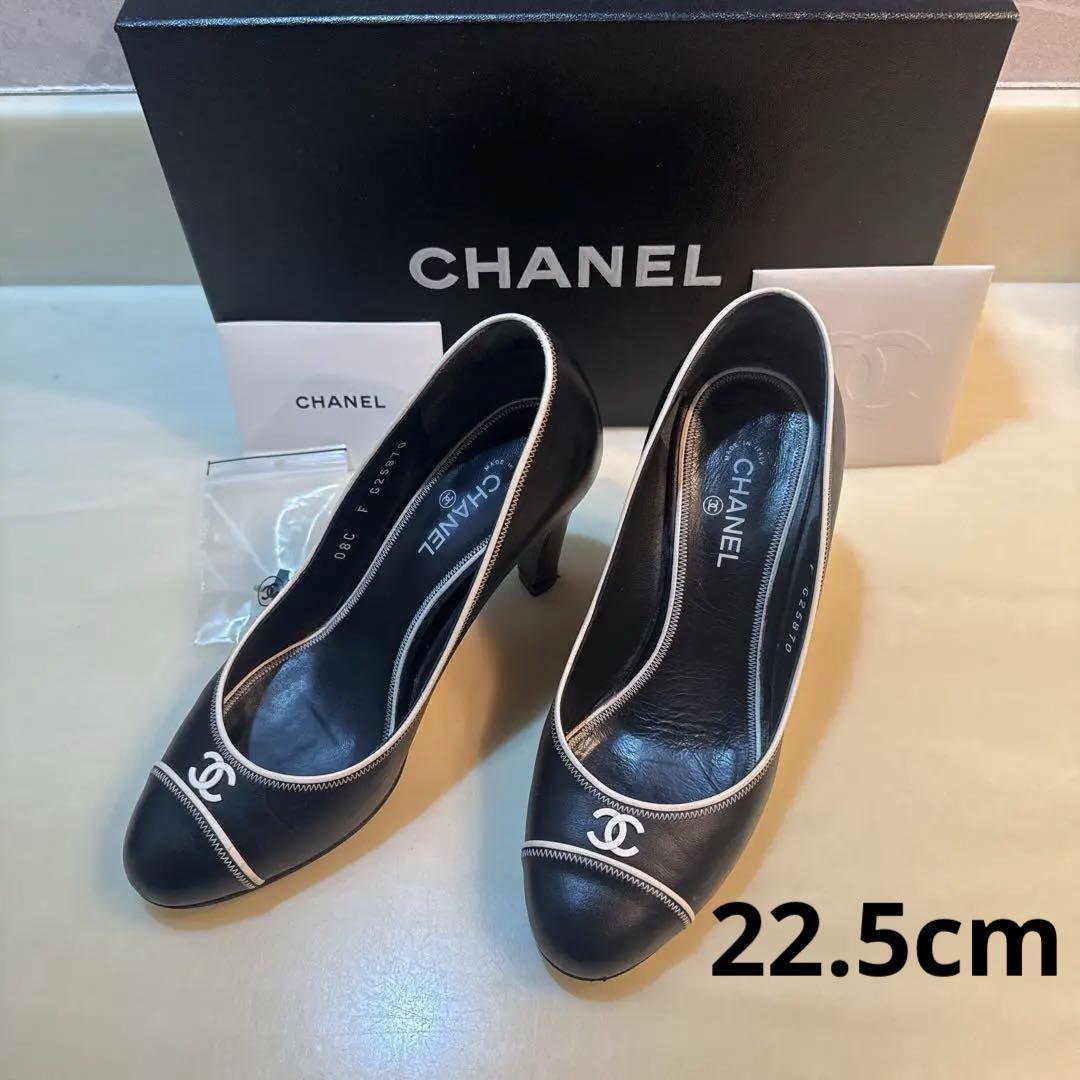 CHANEL シャネル ココマーク 黒 パンプス G25870 22.5cm
