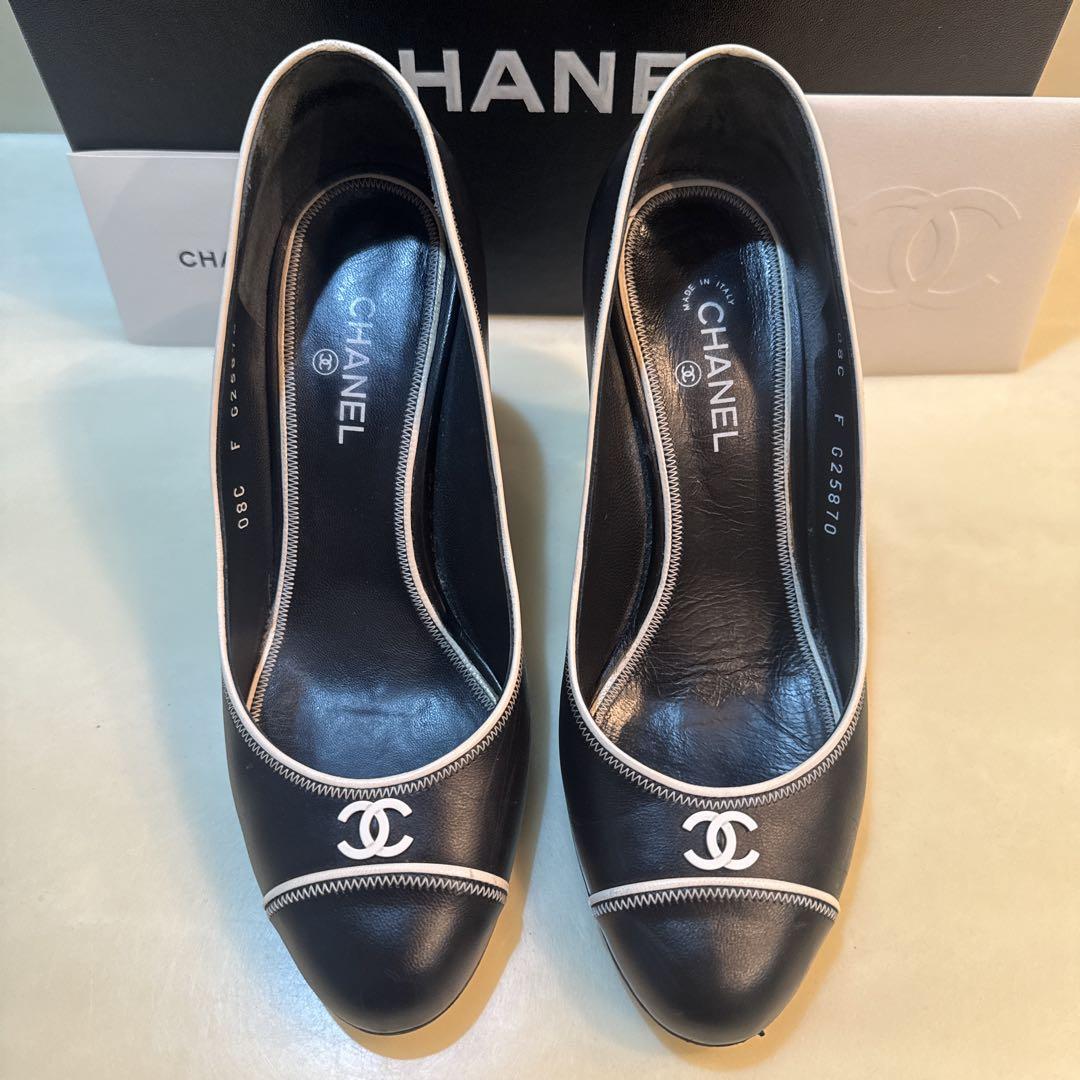 CHANEL シャネル ココマーク 黒 パンプス G25870 22.5cm