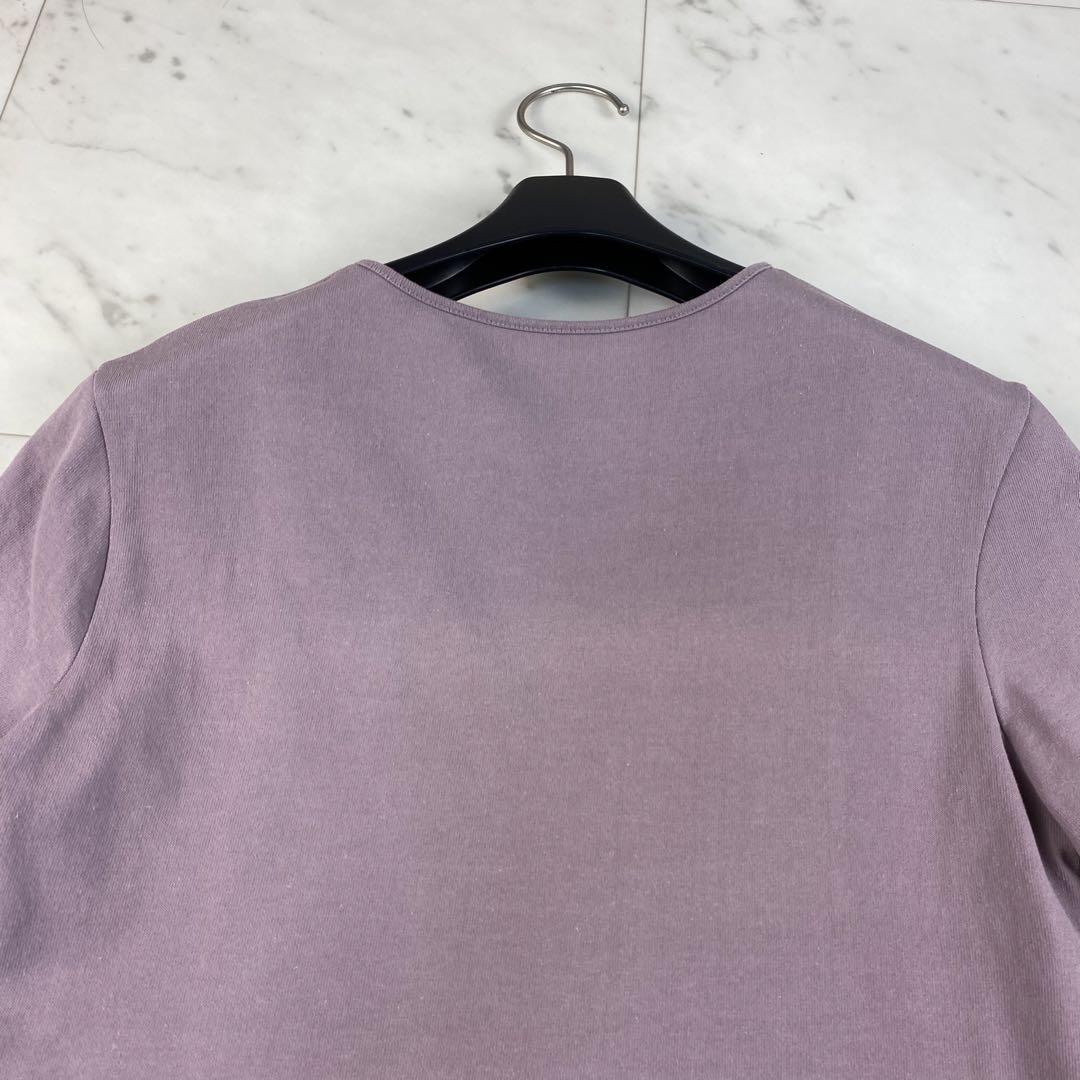 Hロゴ刺繍◎HERMES エルメス　Tシャツ　カットソー　半袖　ライトパープル