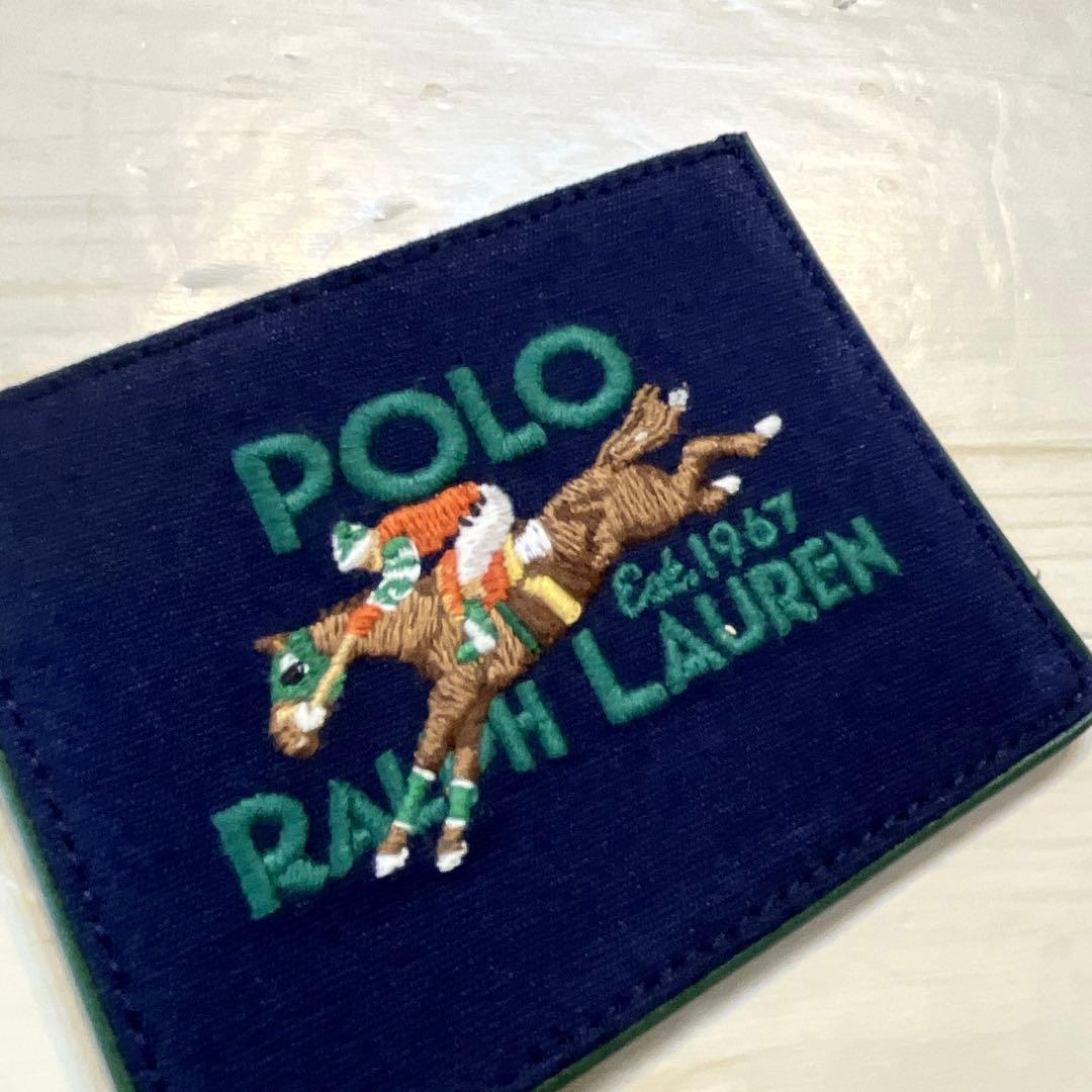 ポロ ラルフローレン ポロベア 馬乗り polo新品本革ロゴ カードケース 刺繍