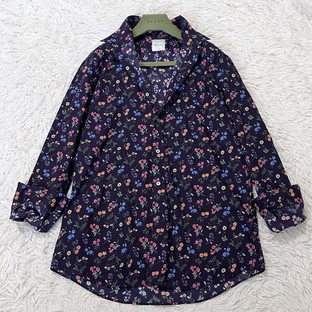 ✨美品✨ポールスミス 長袖シャツ アロハ 花柄 ボタニカル 紫 XL