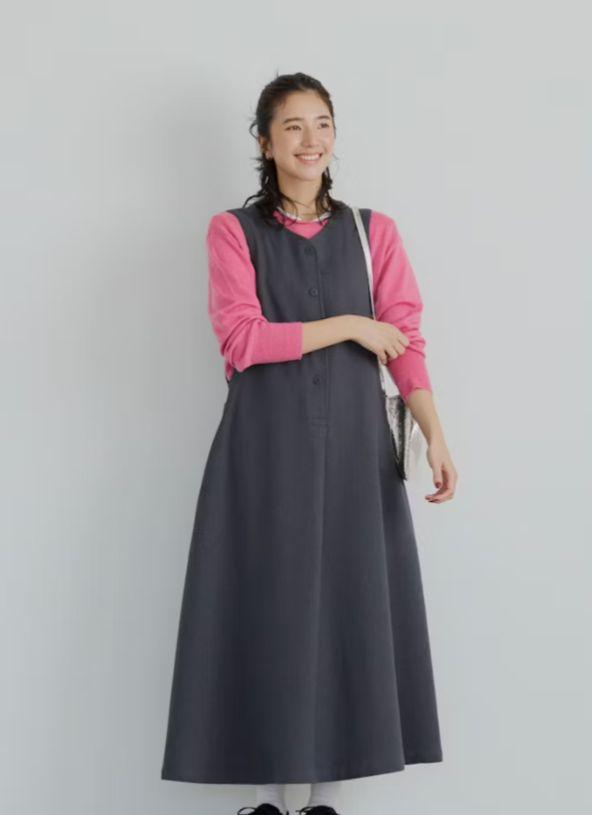 北欧、暮らしの道具店品/よくまとまるジャンパースカート（ベルト付き）