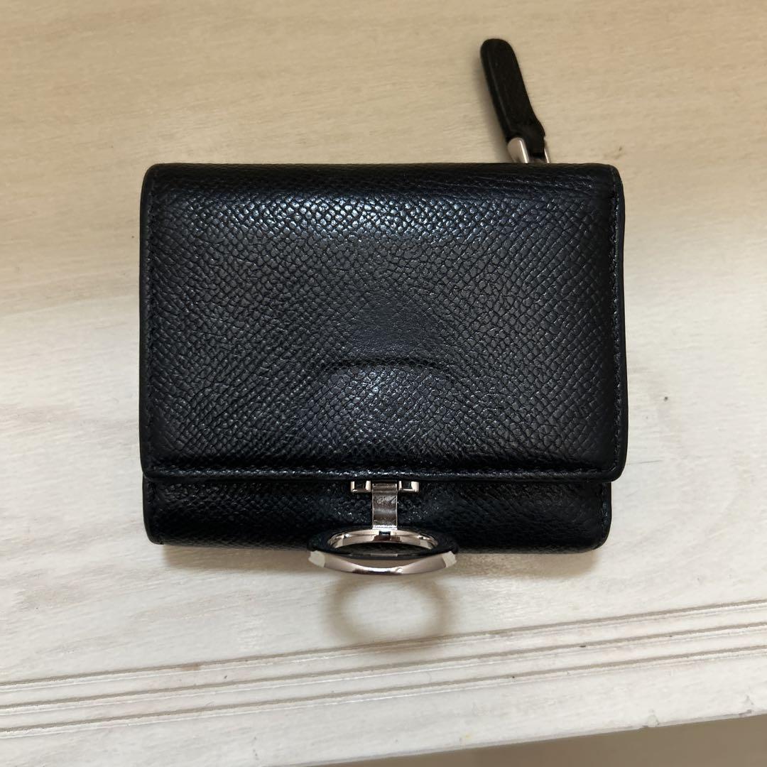 BVLGARI 三つ折り財布 黒 レザー 小物