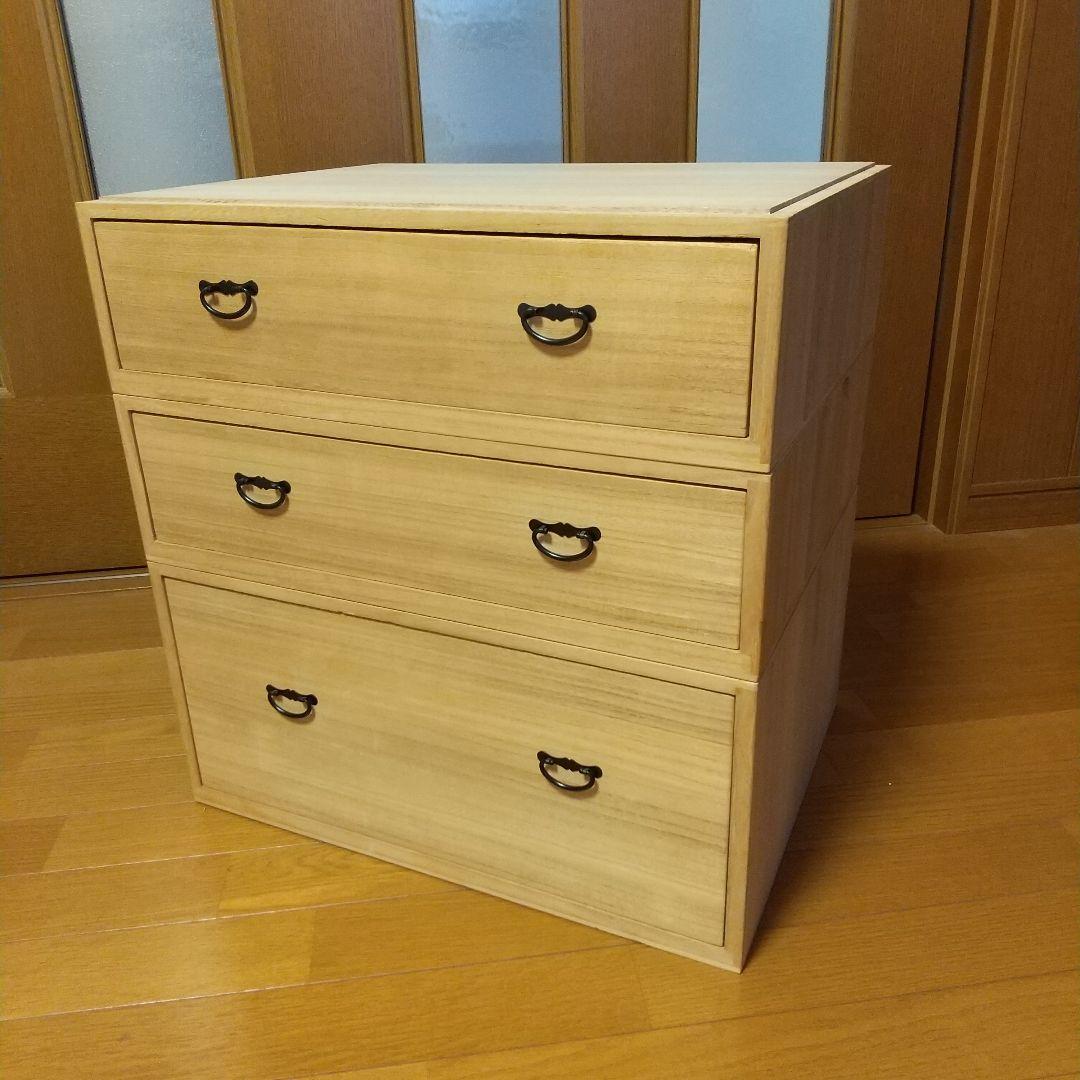 和風 木製箪笥 小箪笥 三段小引き出し - メルカリ