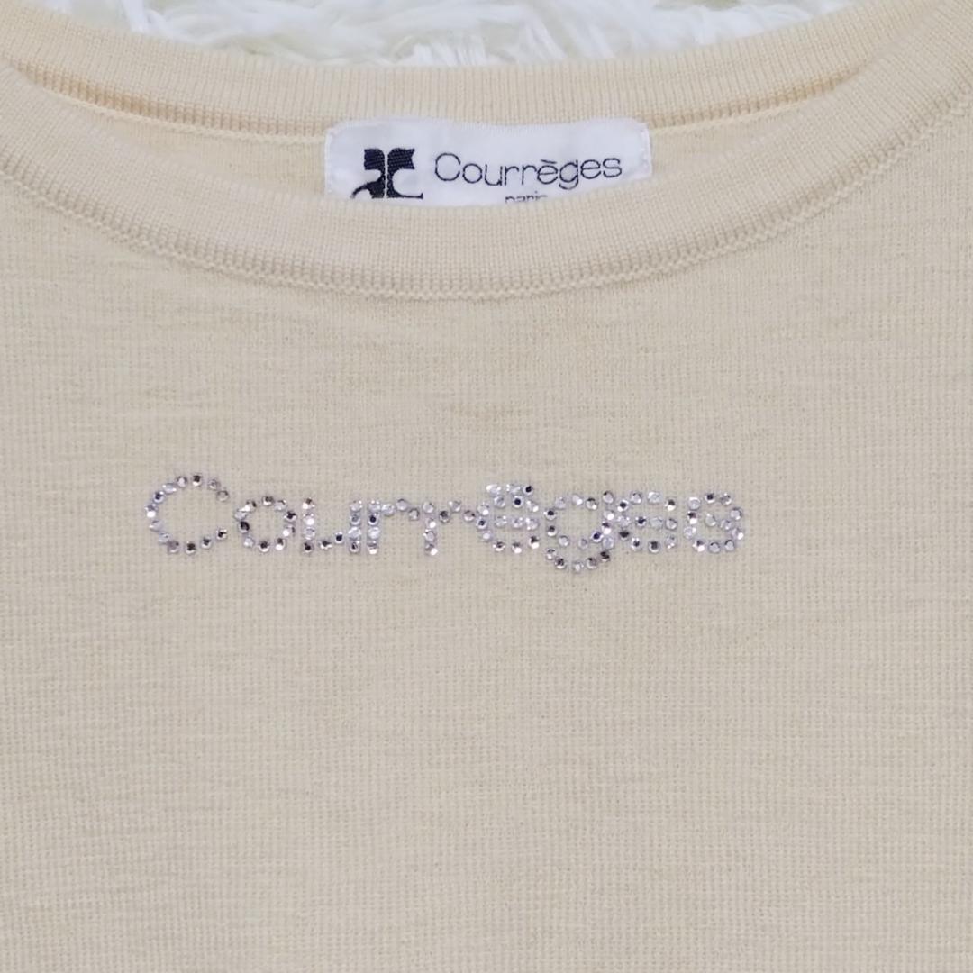 Courreges】 ロゴ ハイネックラインストーンロゴセーター