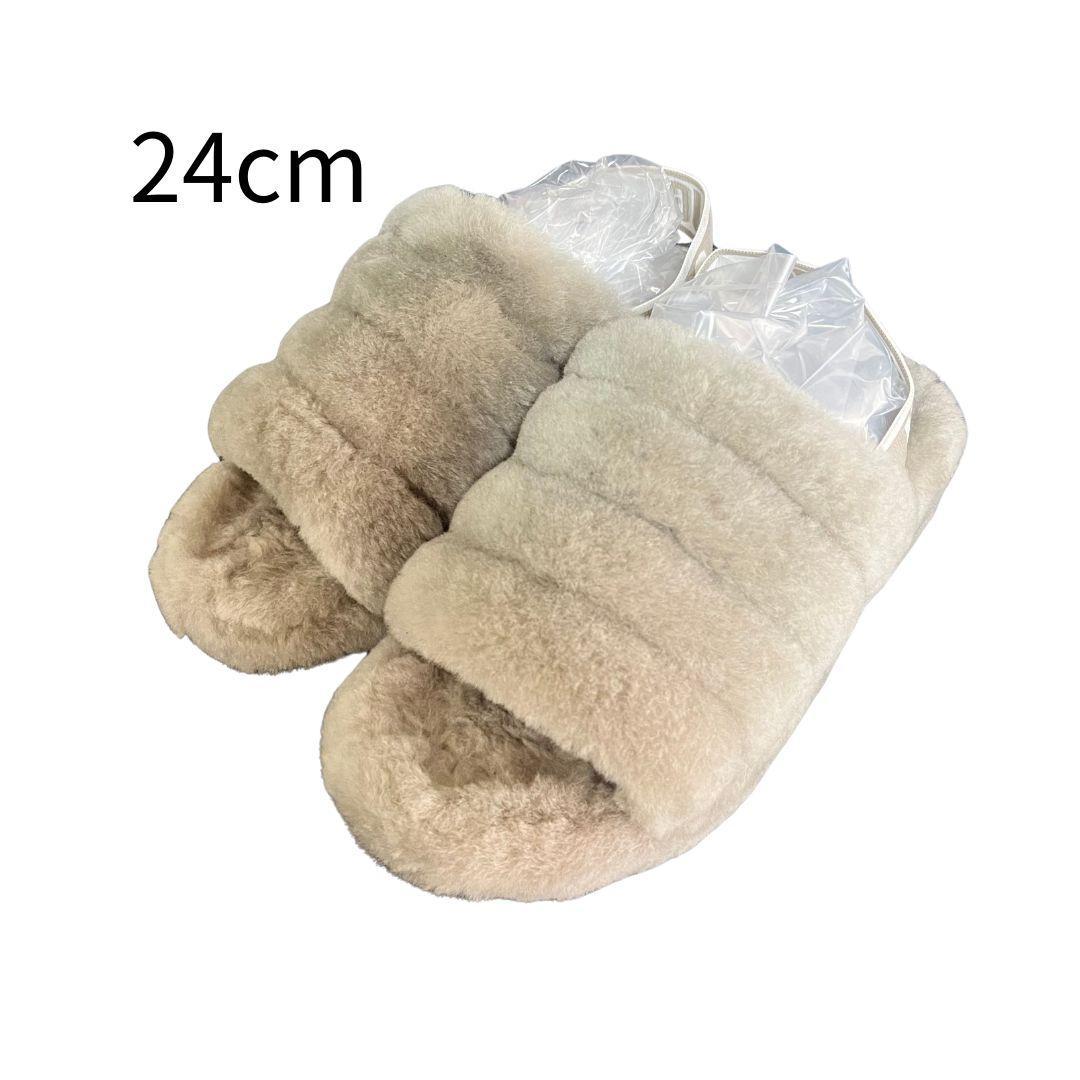 UGG♡グレー ファーサンダル アグ リボン 24cm UGG グレー ファーサンダル 24センチ サンダル