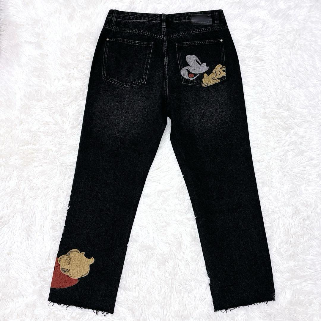 【新品 タグ付】デシグアル ミッキー ペイント ブラックデニムパンツ　42