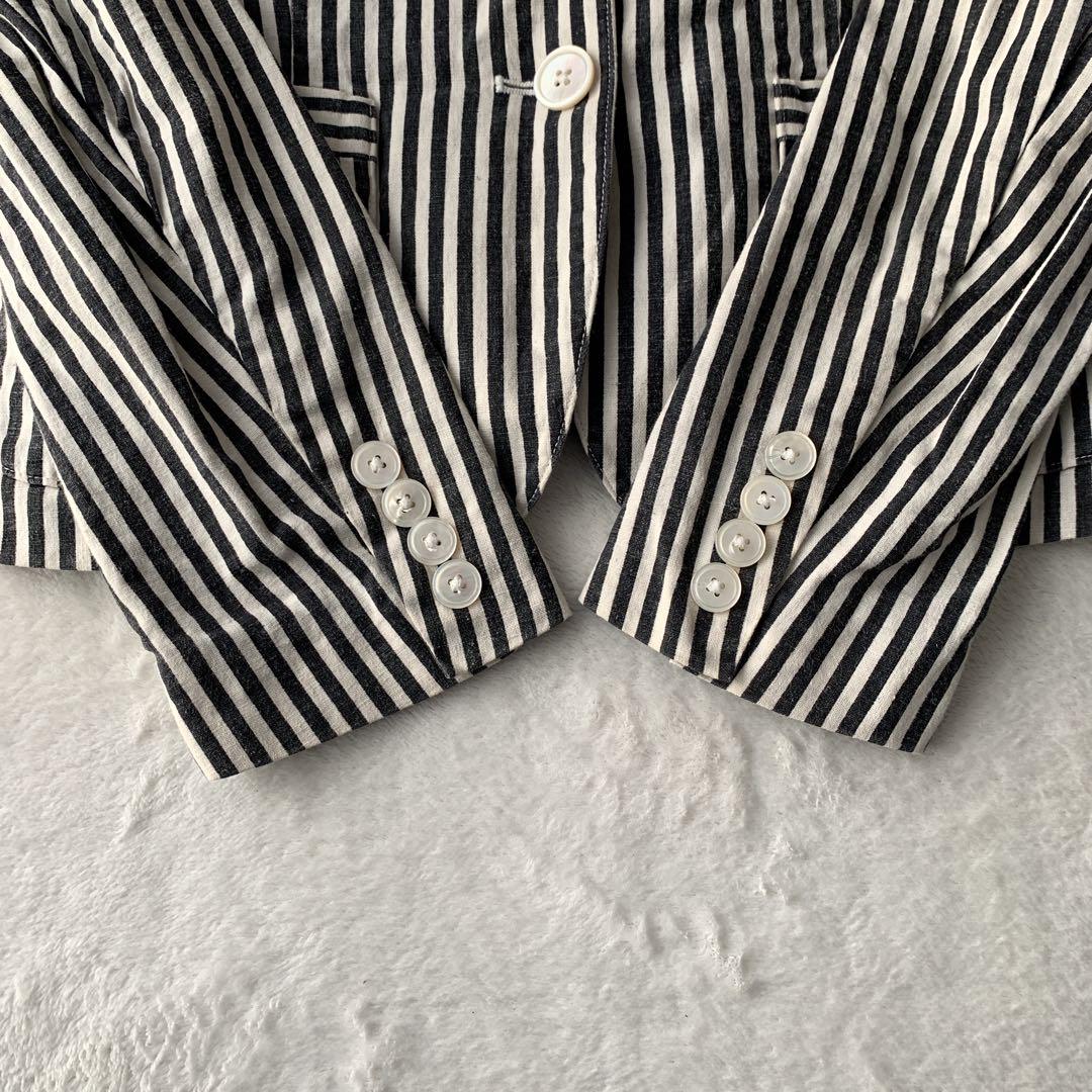 希少 RALPH LAUREN ストライプ リネン 短丈 テーラード