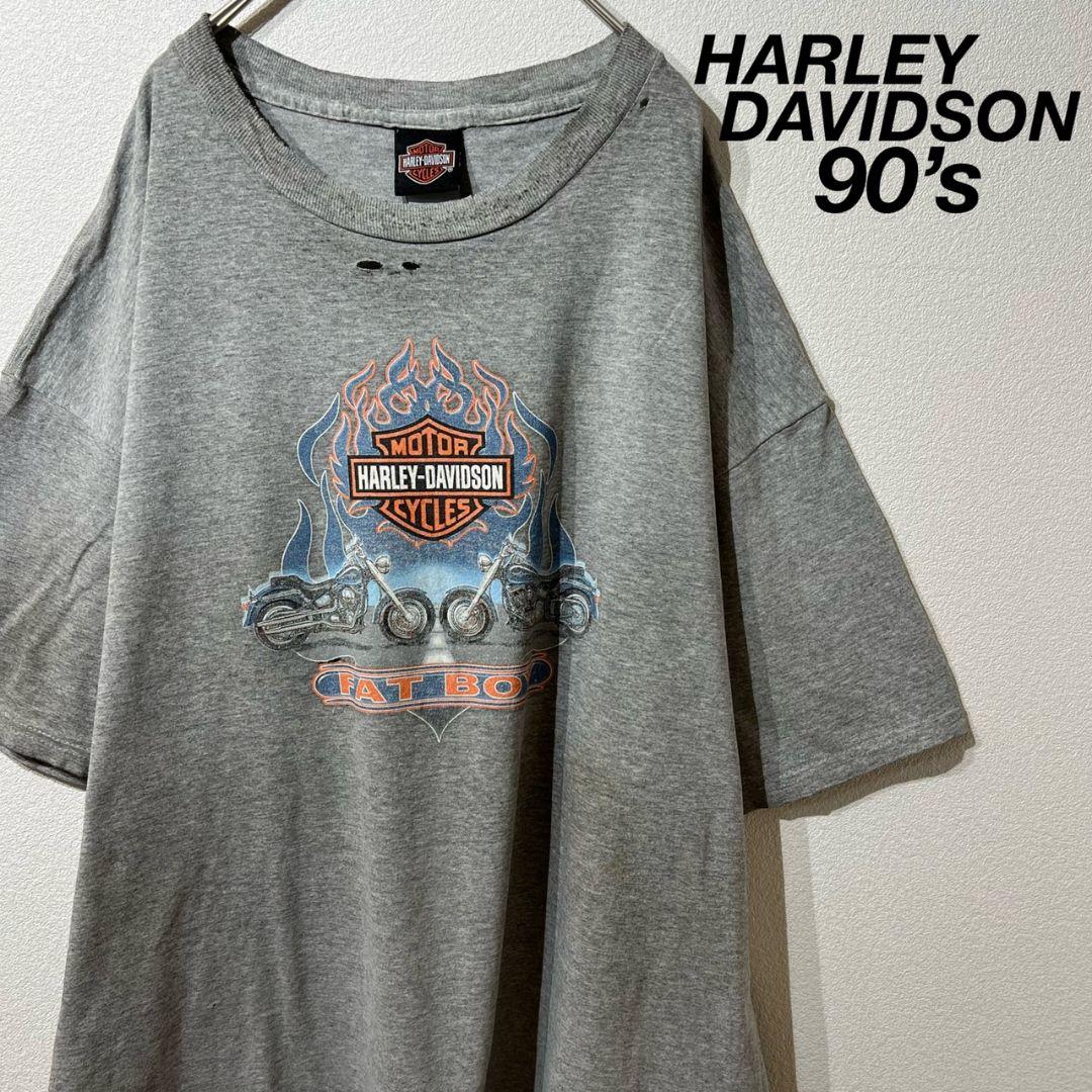 【希少】古着 ハーレーダビッドソン 両面プリント tシャツ グレー 2XL