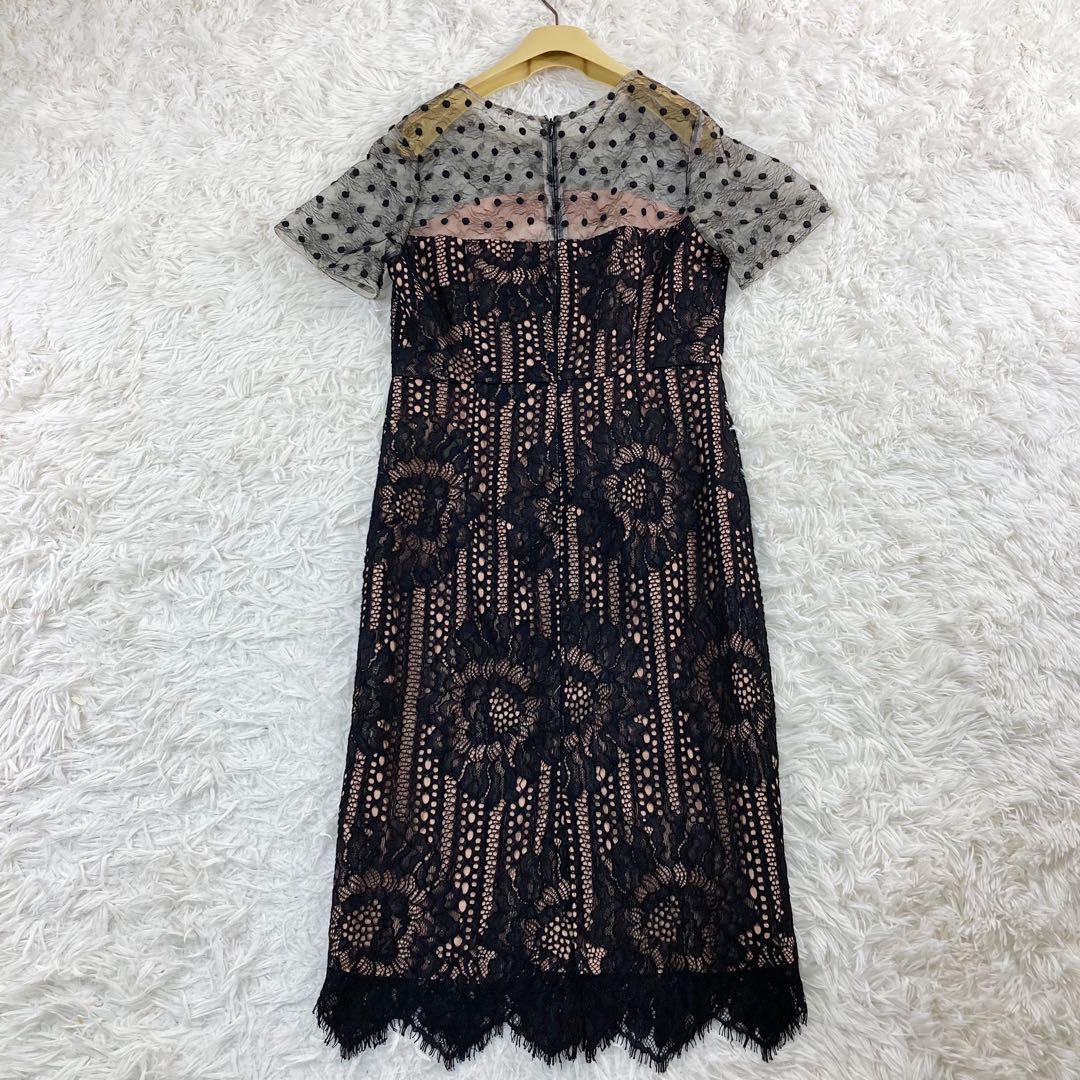 美品　2020 シビラ　赤タグ　花柄刺繍　チュール　ワンピース　黒系 シビラ 美品 花柄刺繍ワンピース 黒 秋冬