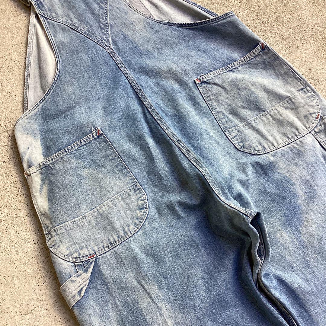 80s Dickies デニム オーバーオール 鬼フェード 打ち込みボタン