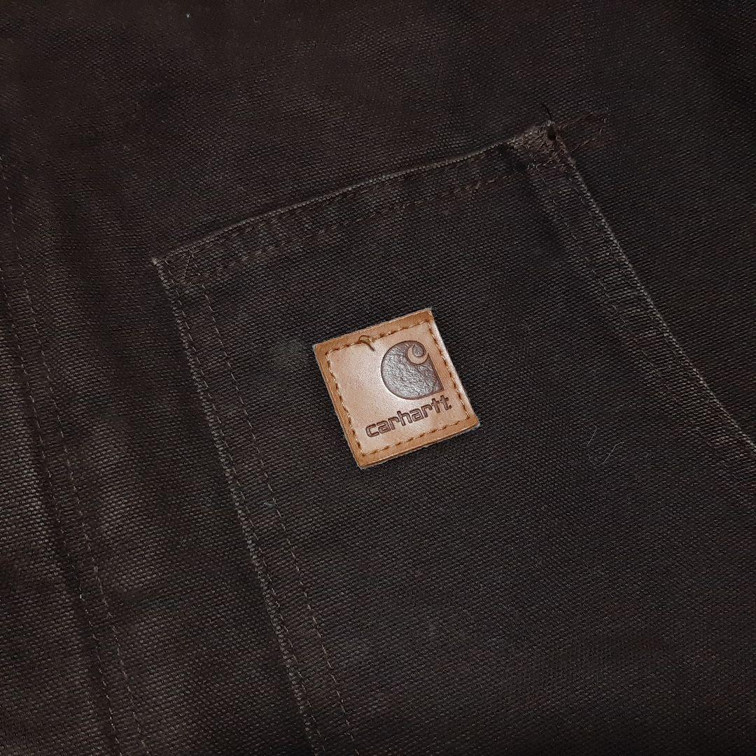 M Carhartt トラディショナルジャケット ダークブラウン レザーパッチ - メルカリ