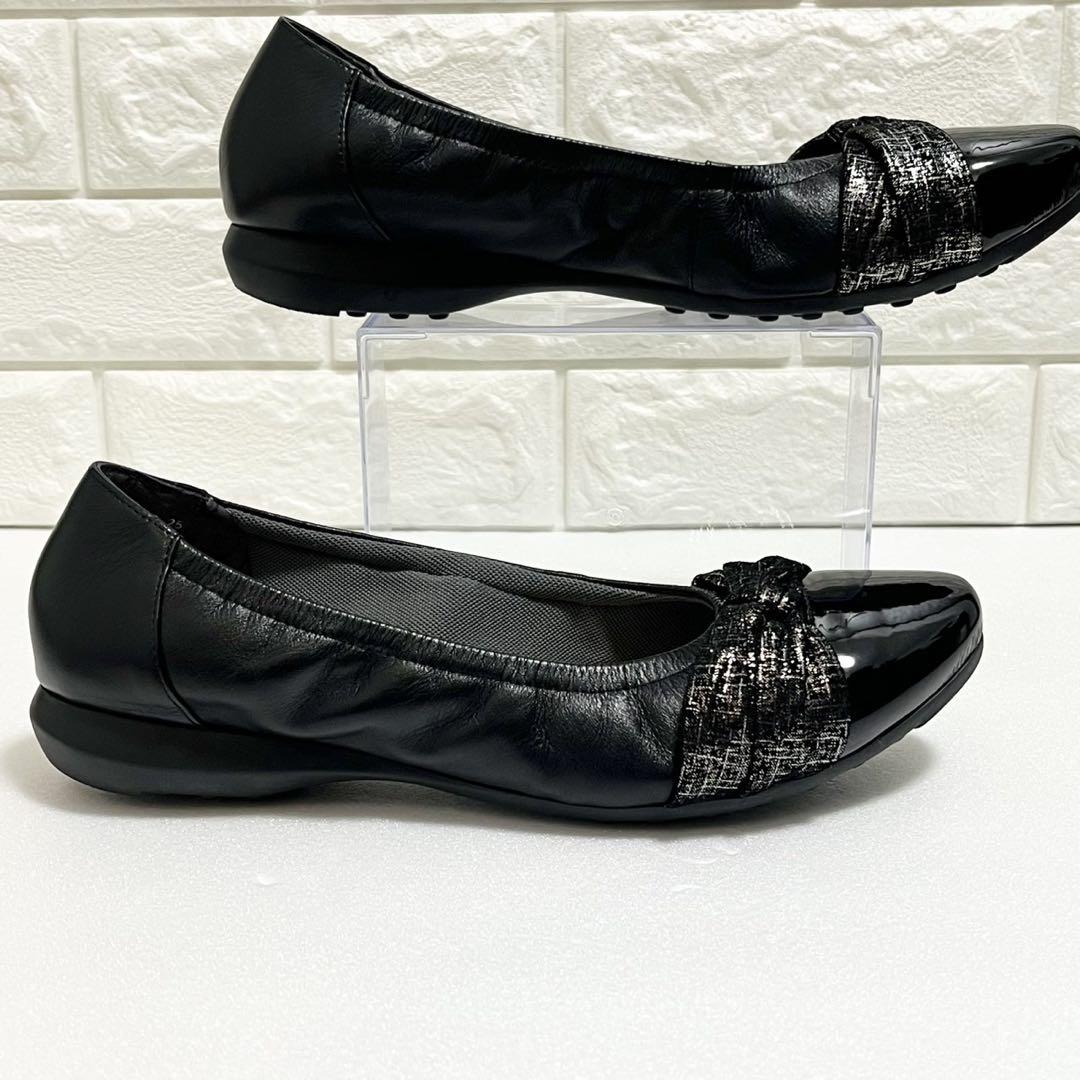 【美品】HIMIKO ヒミコ フラットシューズ ラメリボン レザー ブラック
