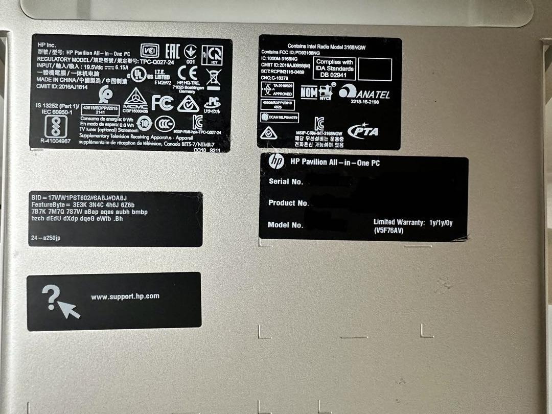 HP　一体型デスクトップPC　HP Pavilion All-in-One