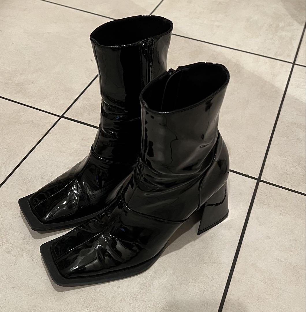 melt the lady enamel square short boots
