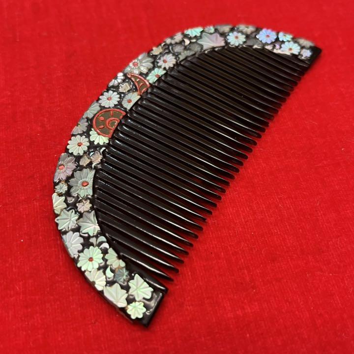 贅沢屋の 着物 新品 時代物 アンティーク 本鼈甲 黒甲 螺鈿 櫛 昭和レトロ Joasvandereerden Com