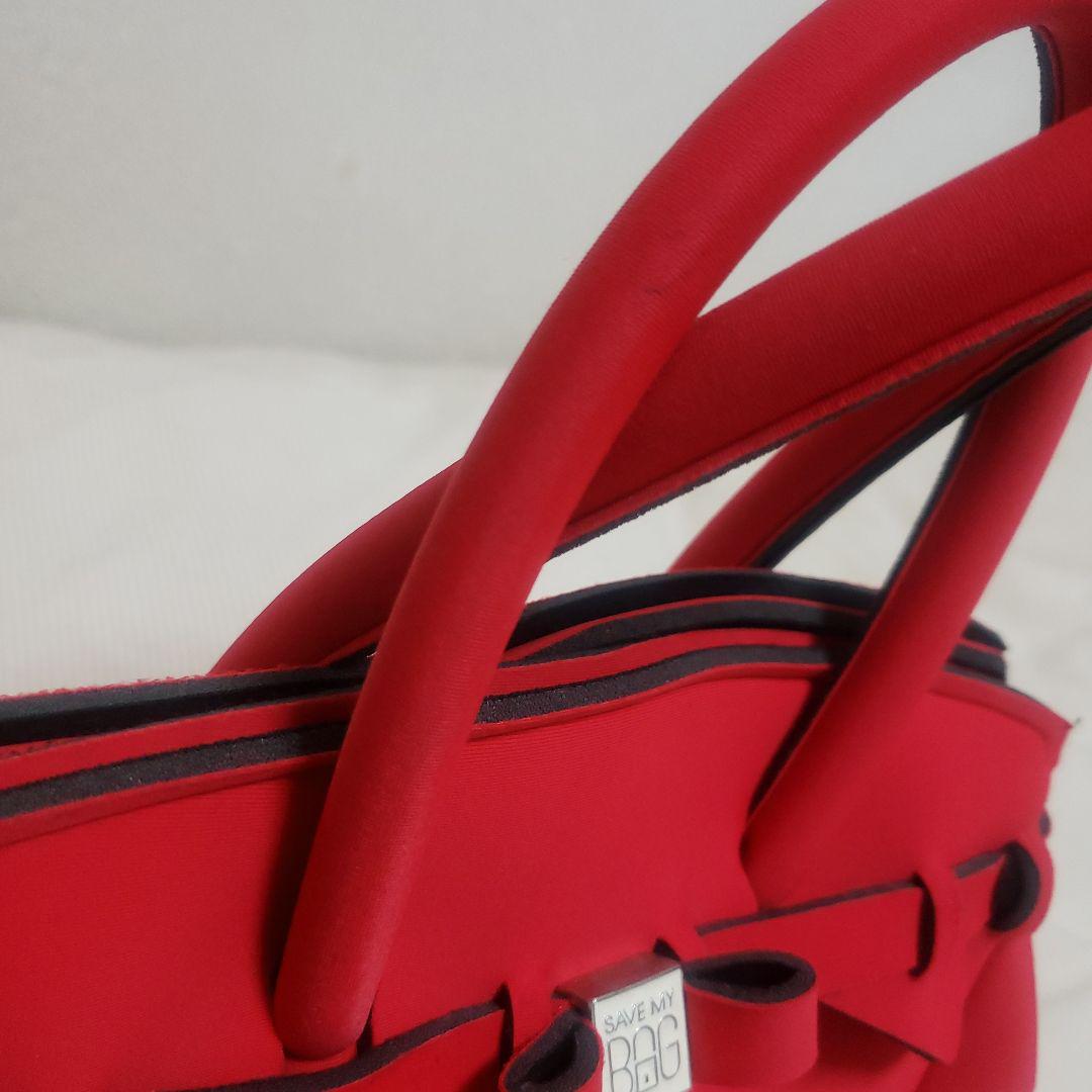 SAVE MY BAG 赤 リボン付きハンドバッグ S - メルカリ