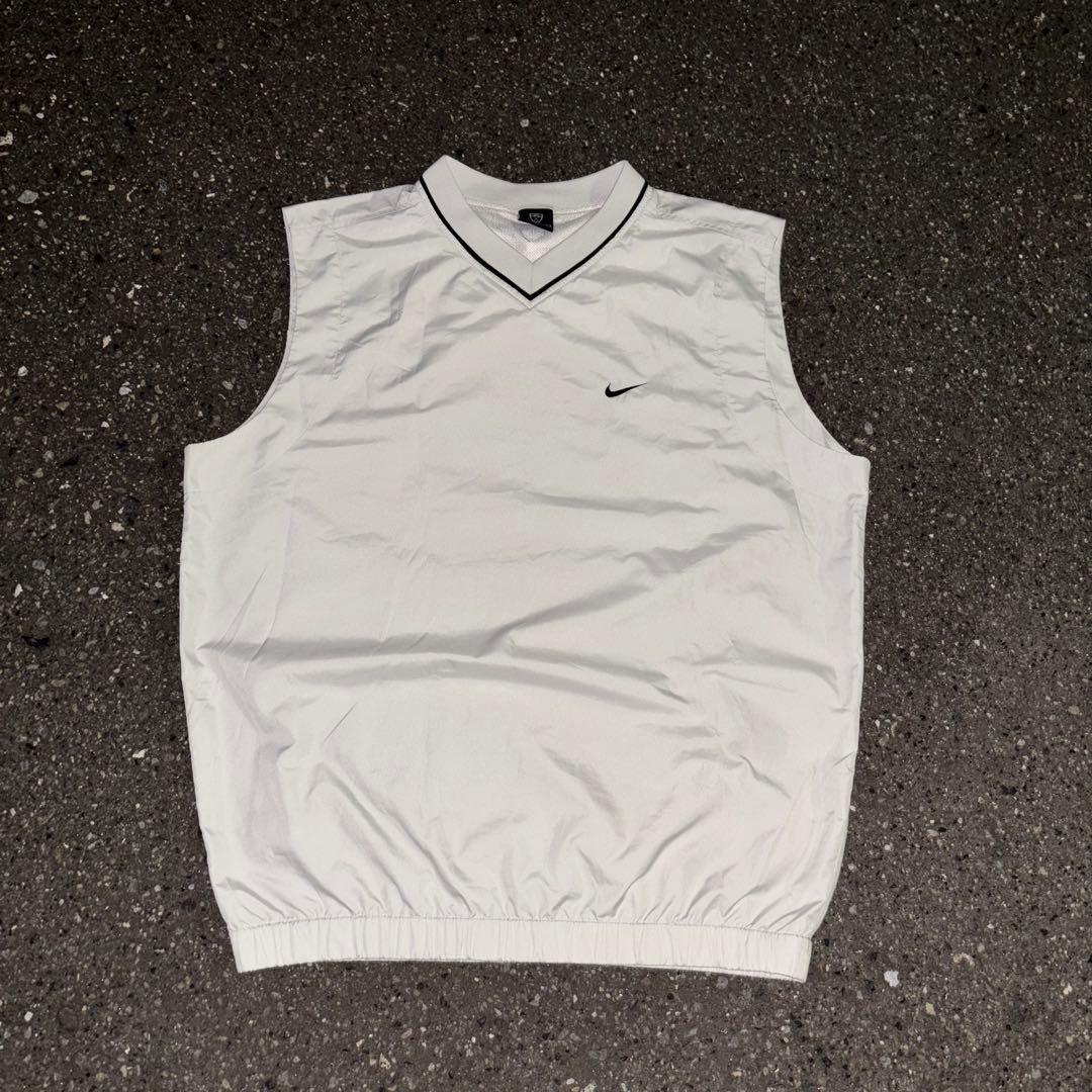 00s NIKE golf ナイロン ベスト vネック ワンポイント グレー