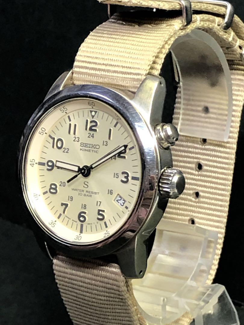 二次電池新品 SEIKO SUS ミリタリー KINETIC 5M42-0G20