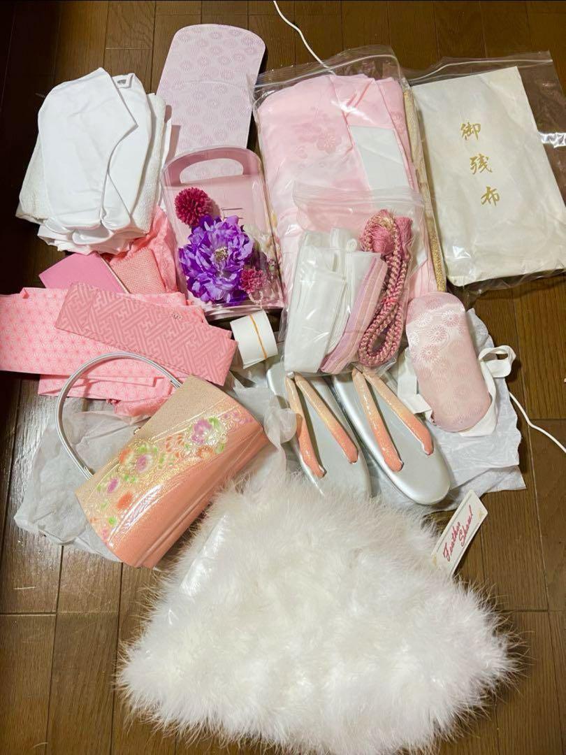 タグ付き 振袖 フルセット 紫 金