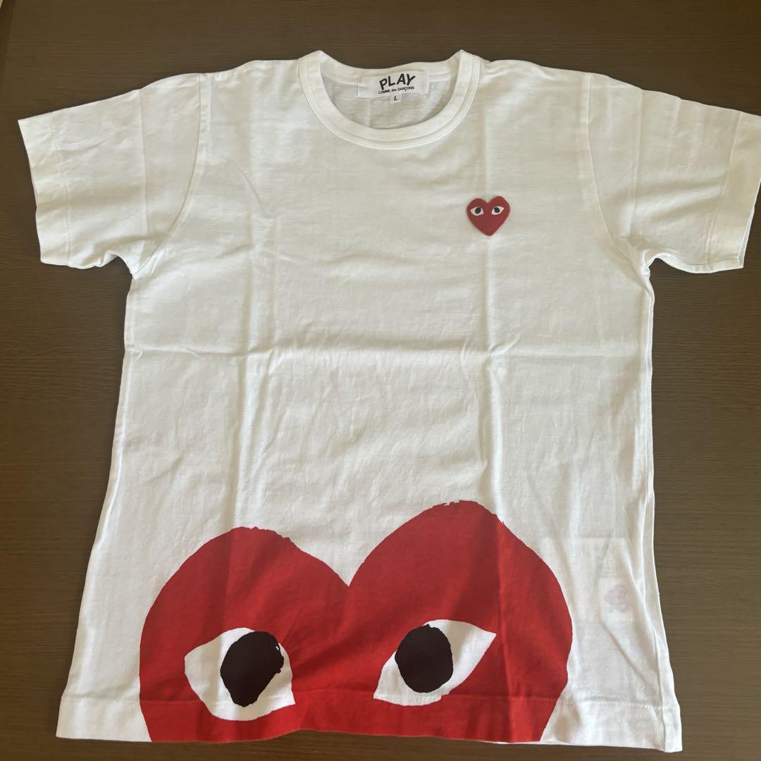 PLAY COMME des GARÇONS 裾赤ビッグハートTシャツ Lサイズ