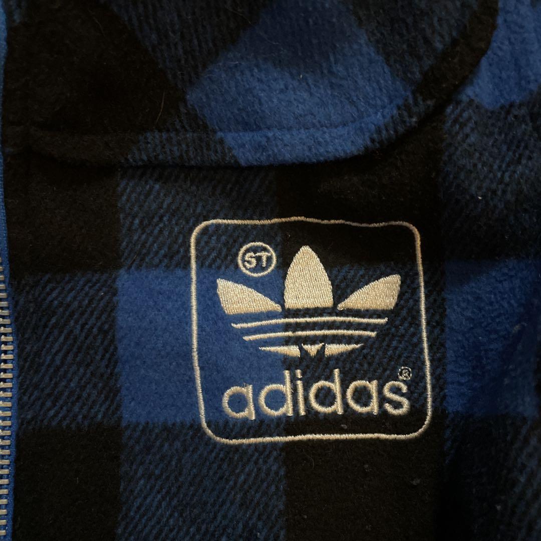 豪華 adidas スタジャン Mサイズ 青黒チェック ジャケット・アウター