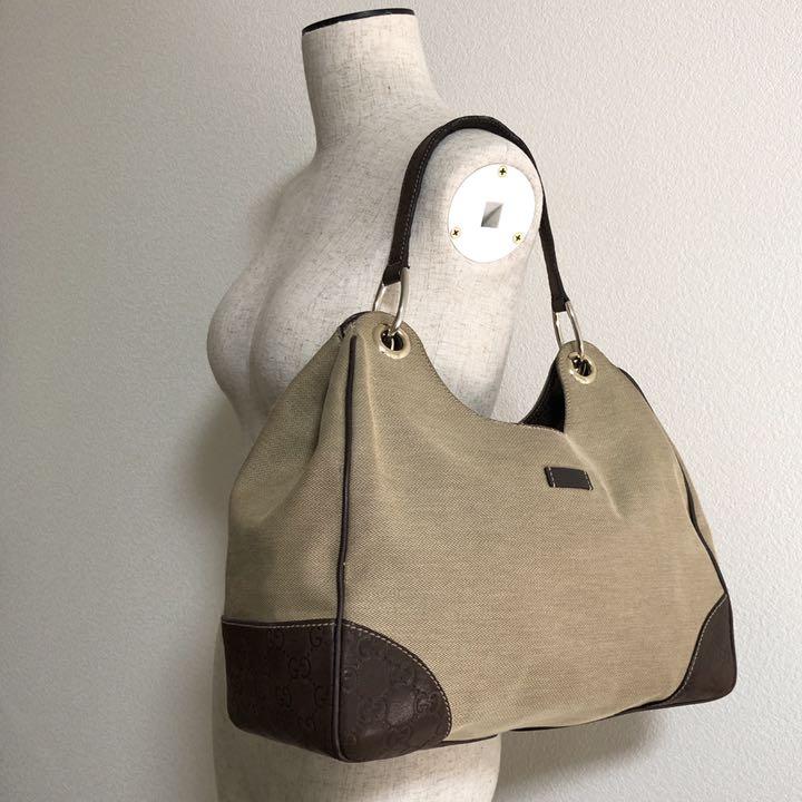 100%新品豊富な 美品 GG柄 キャンバス×レザー ベージュ 7OrWR-m37365660916 GUCCI ショルダーバッグ 正規保証