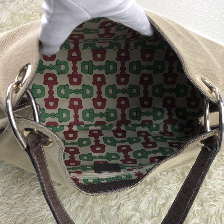 100%新品豊富な 美品 GG柄 キャンバス×レザー ベージュ 7OrWR-m37365660916 GUCCI ショルダーバッグ 正規保証