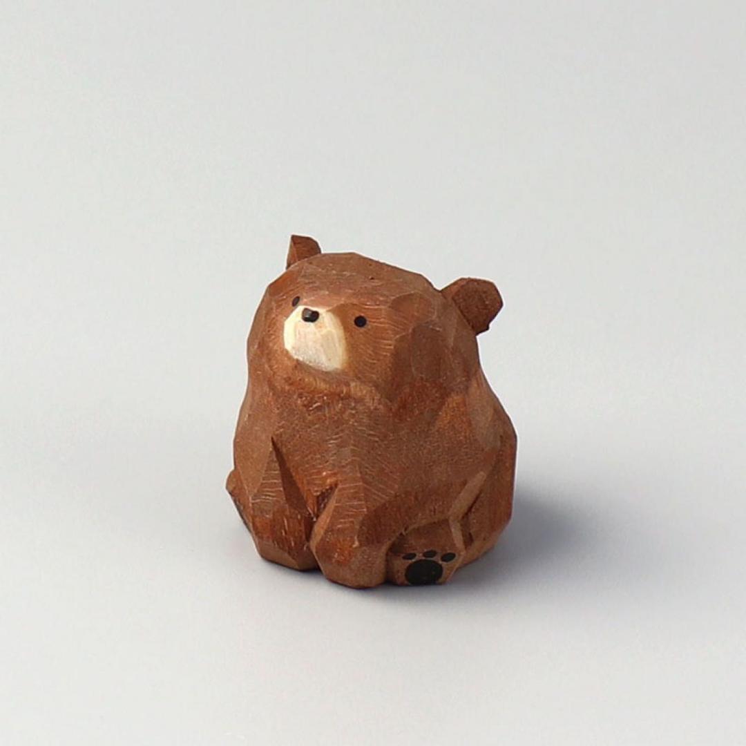 木彫り くまさん 置き物 雑貨 ブラウン 茶 くま おすわりポーズ