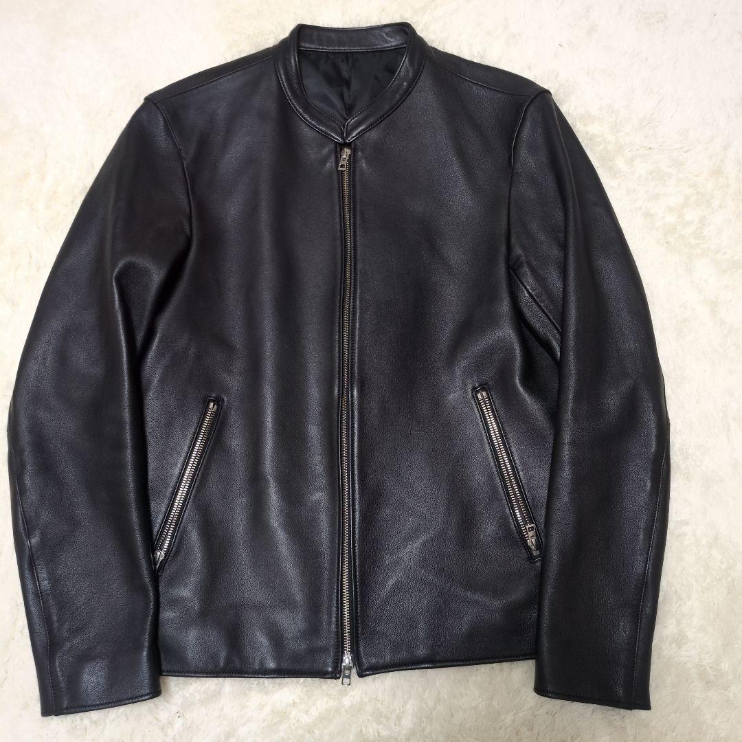 極美品　LIDNM シングルライダース　ラムレザー　L　黒