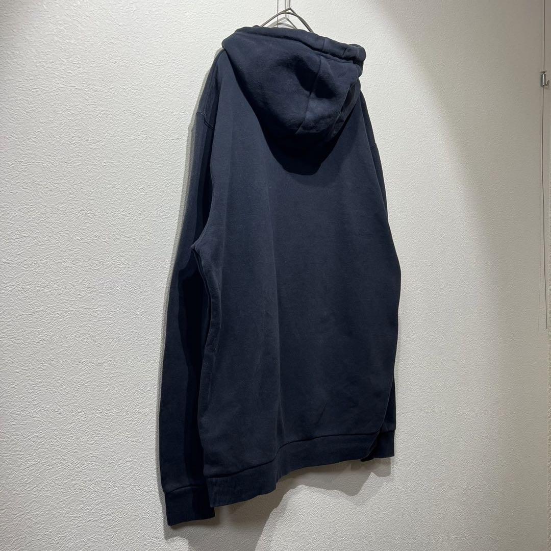 【希少】90s ellesse プリントパーカー 胸ロゴ ネイビー 紺 S