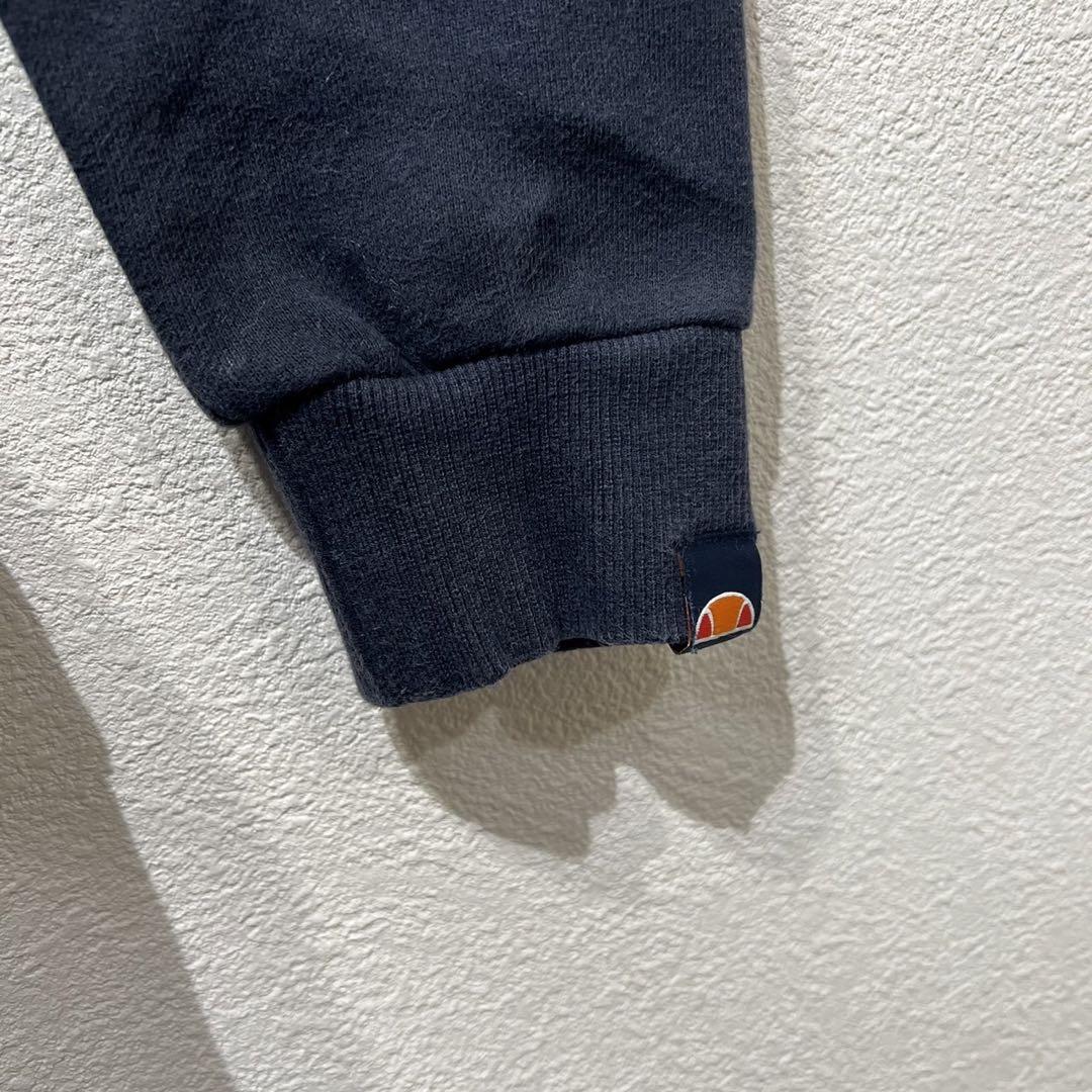 【希少】90s ellesse プリントパーカー 胸ロゴ ネイビー 紺 S