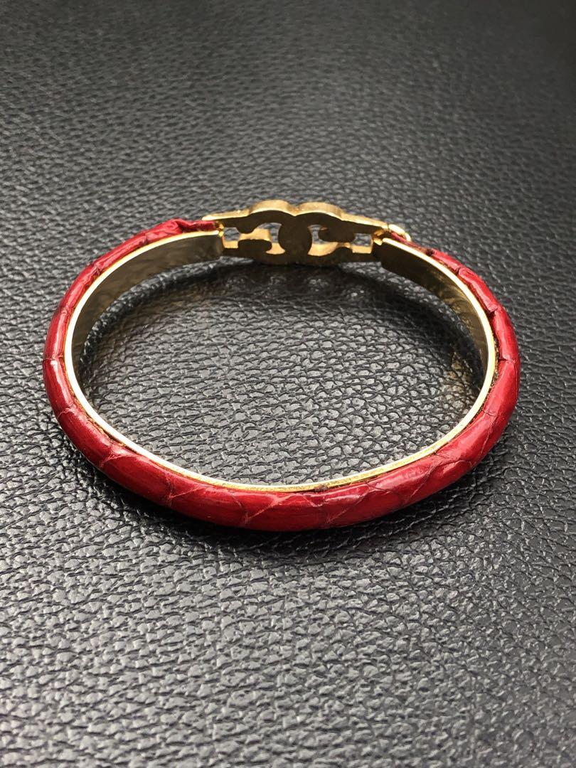 OLD GUCCI Leather Gold Bracelet グッチ