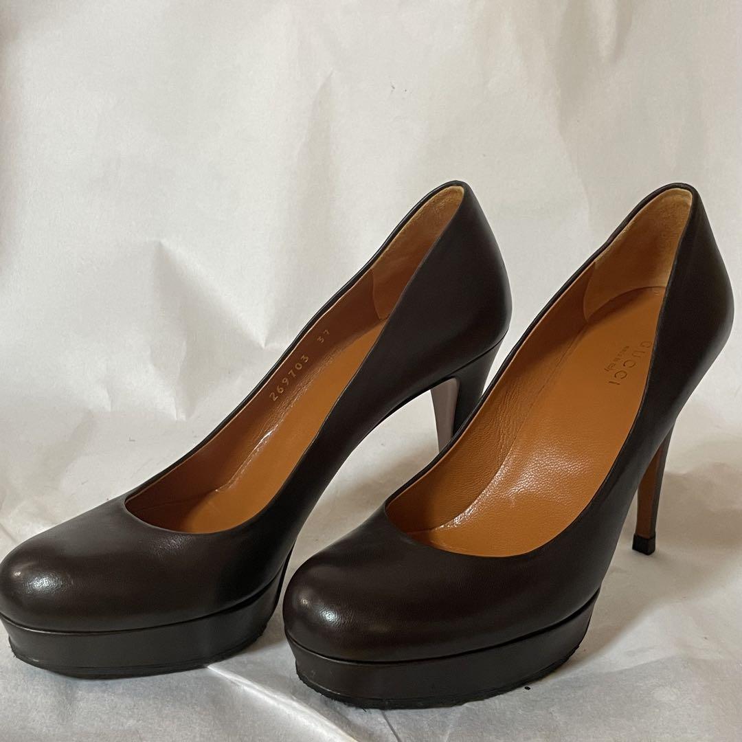 ■極美品■ GUCCI レザー ハイヒール ピンヒール パンプス サイズ37