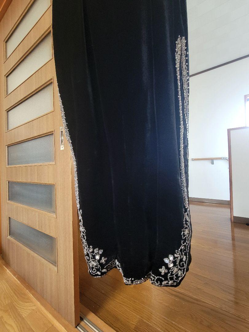 黒のビーズ手刺繍入りチャイナドレス★美品