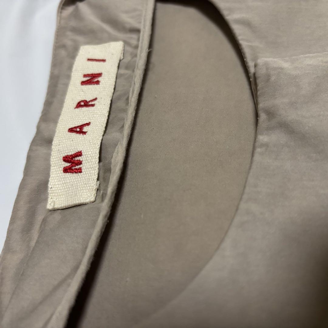 MARNI ベージュ ノーカラー フレアスリーブジャケット 40
