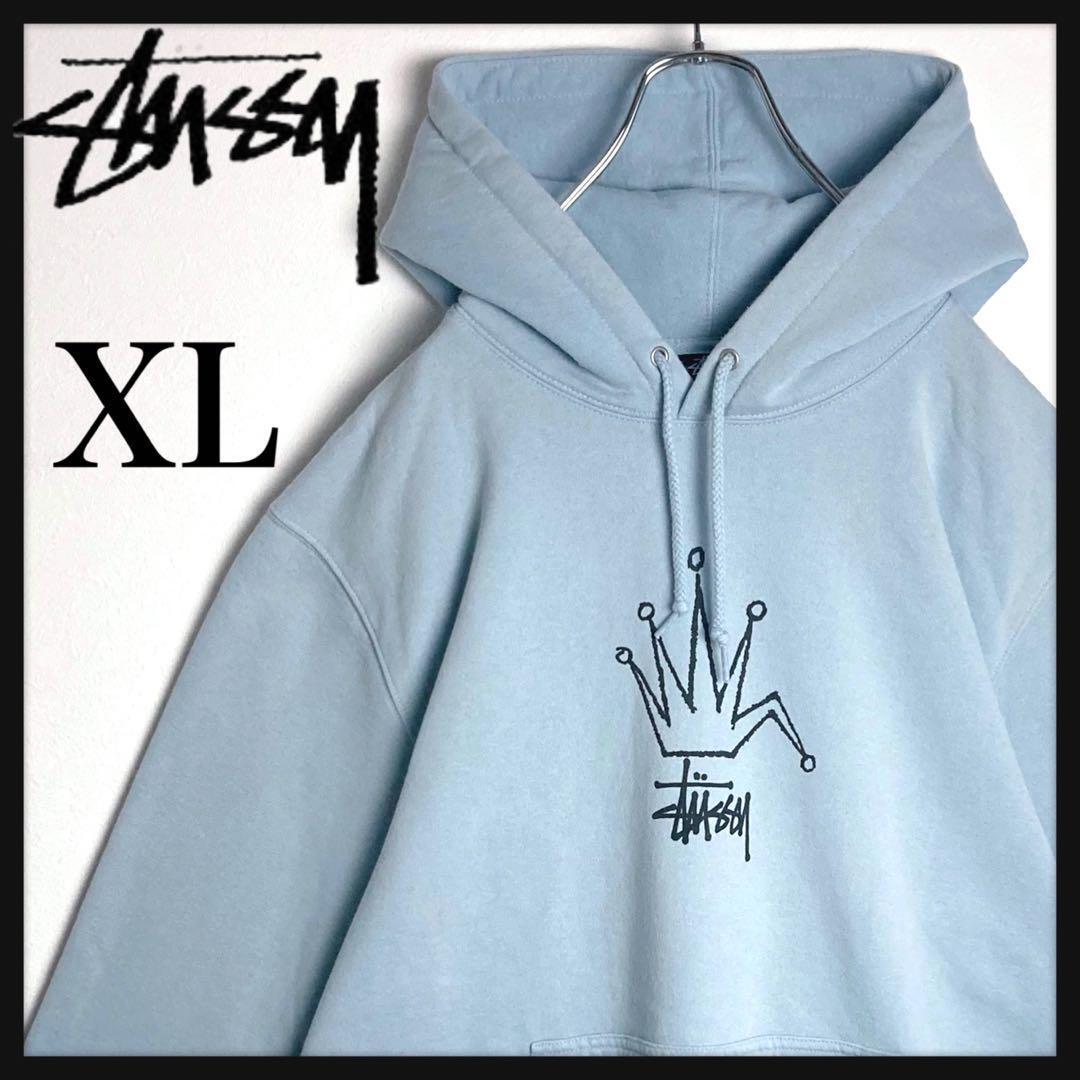 【希少カラー】ステューシー★クラウンパーカー ストックロゴ くすみブルー 激レア
