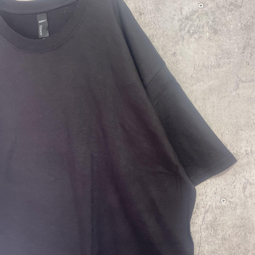 Hanes ヘインズ Tシャツ 半袖 インナー 無地 メンズ ブラック XL