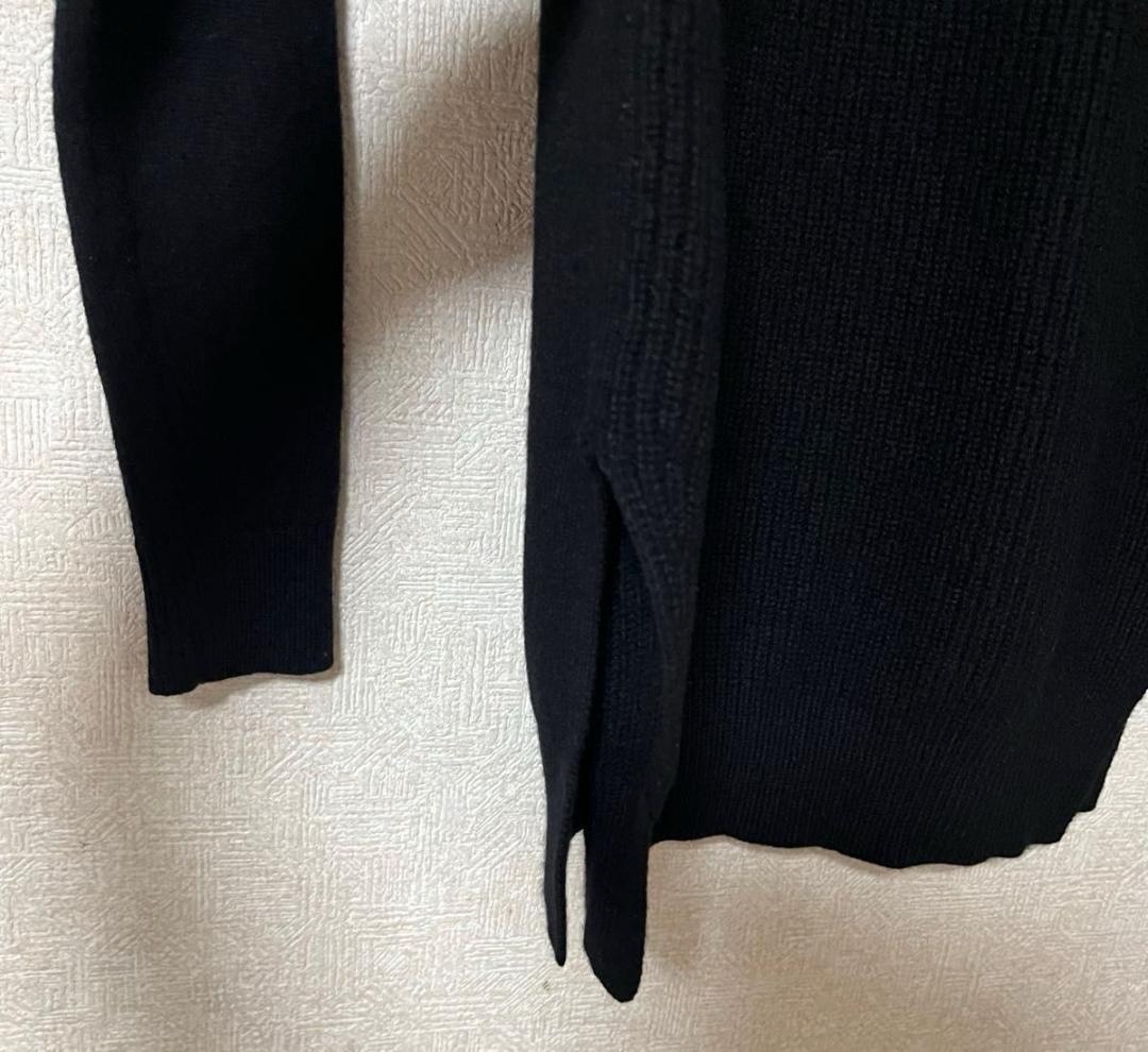 Theory セオリーカシミヤ100% ニット 黒S サイドスリットクールネック