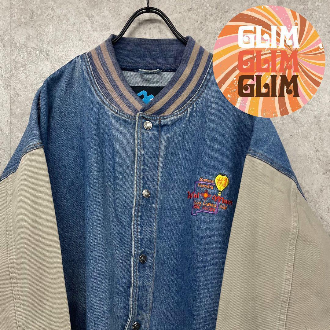 レア US古着◆デニム 刺繍スタジアムジャケット スタジャン メンズ3XL