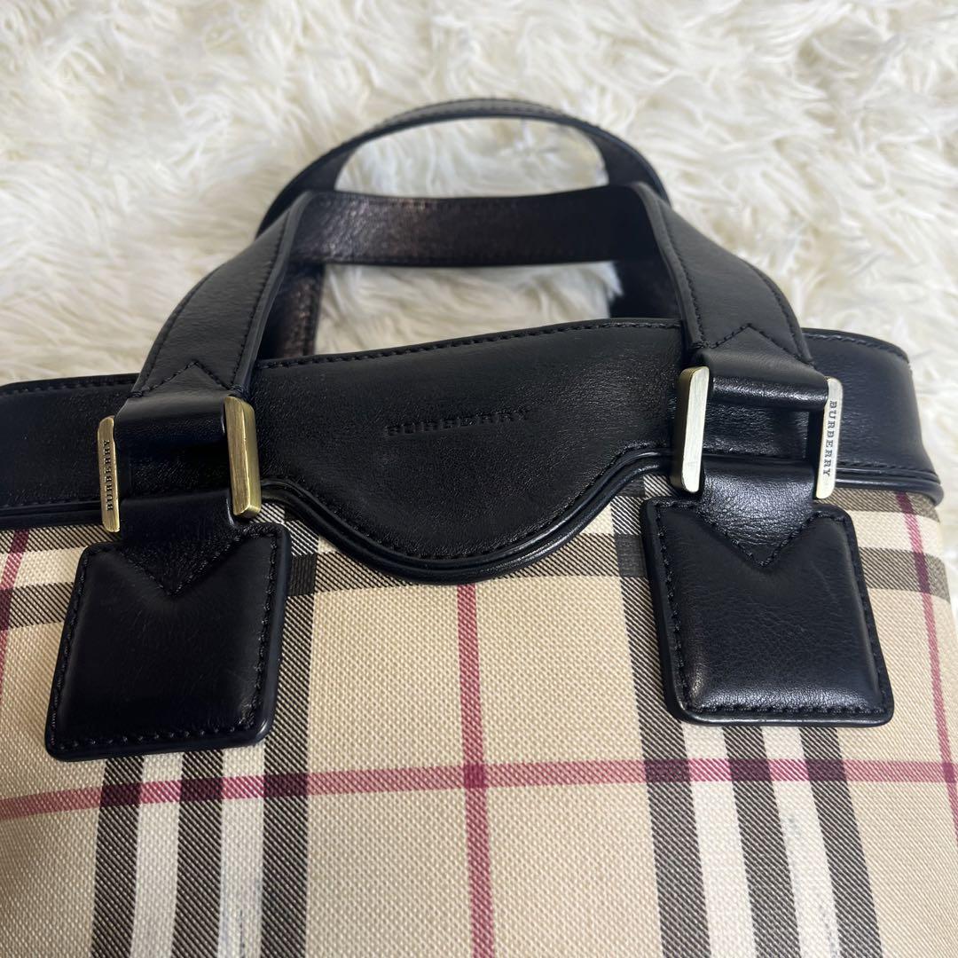 【逸品】 Burberryハンドバッグ ノバチェック PVC レザー 2way 型押しロゴ バッグ