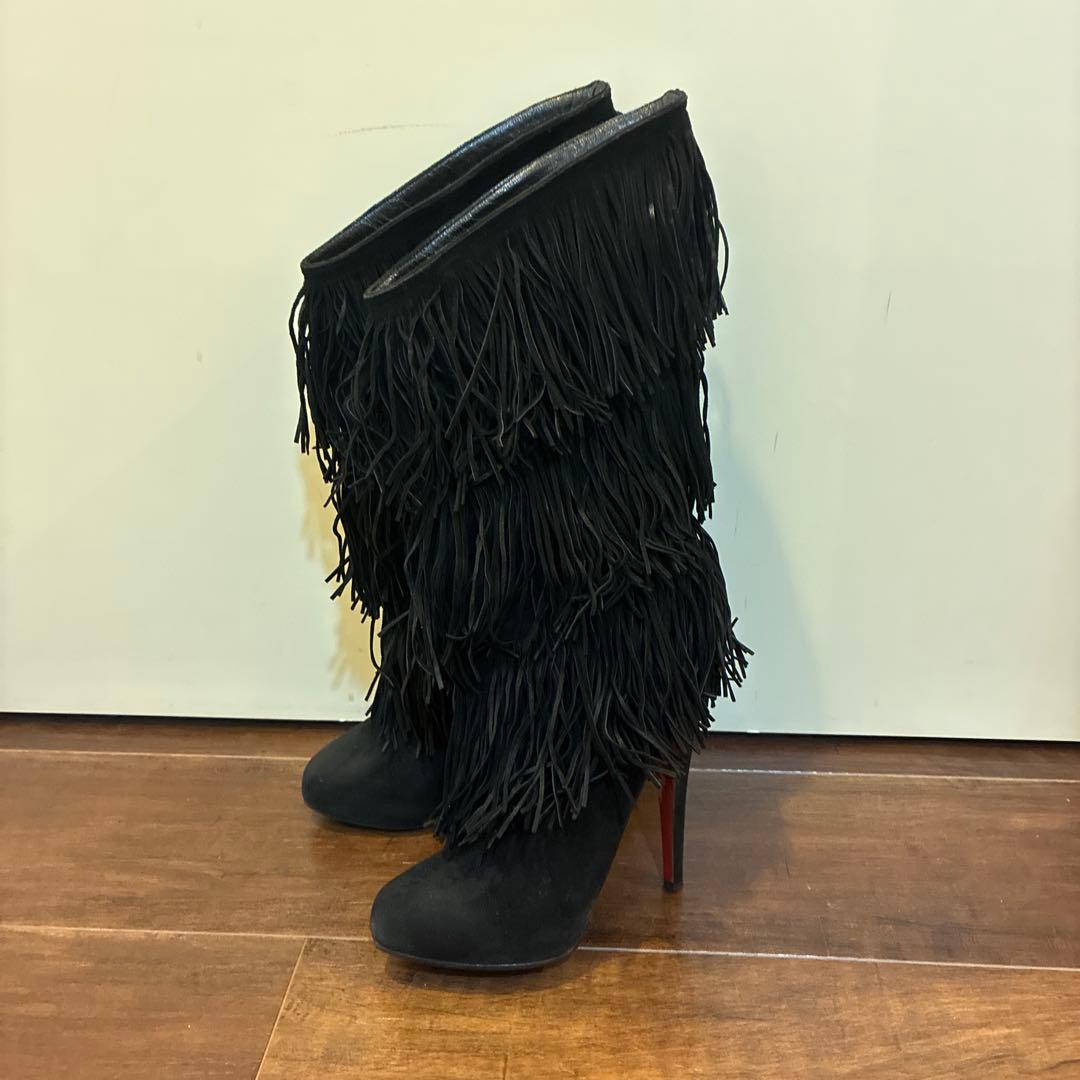 Christian Louboutin フリンジブーツ 黒