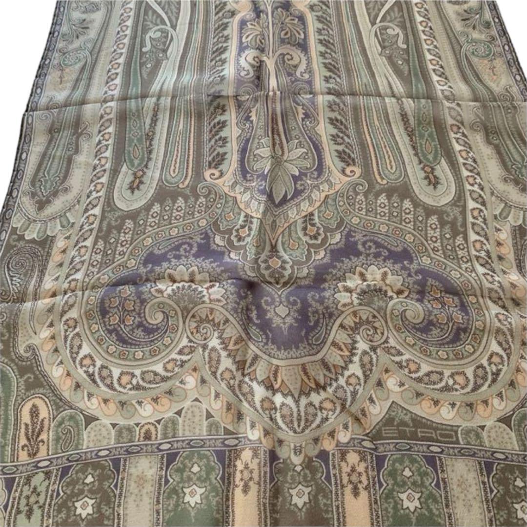 ETRO エトロ シルクシフォン ペイズリー グレーミックス ストール