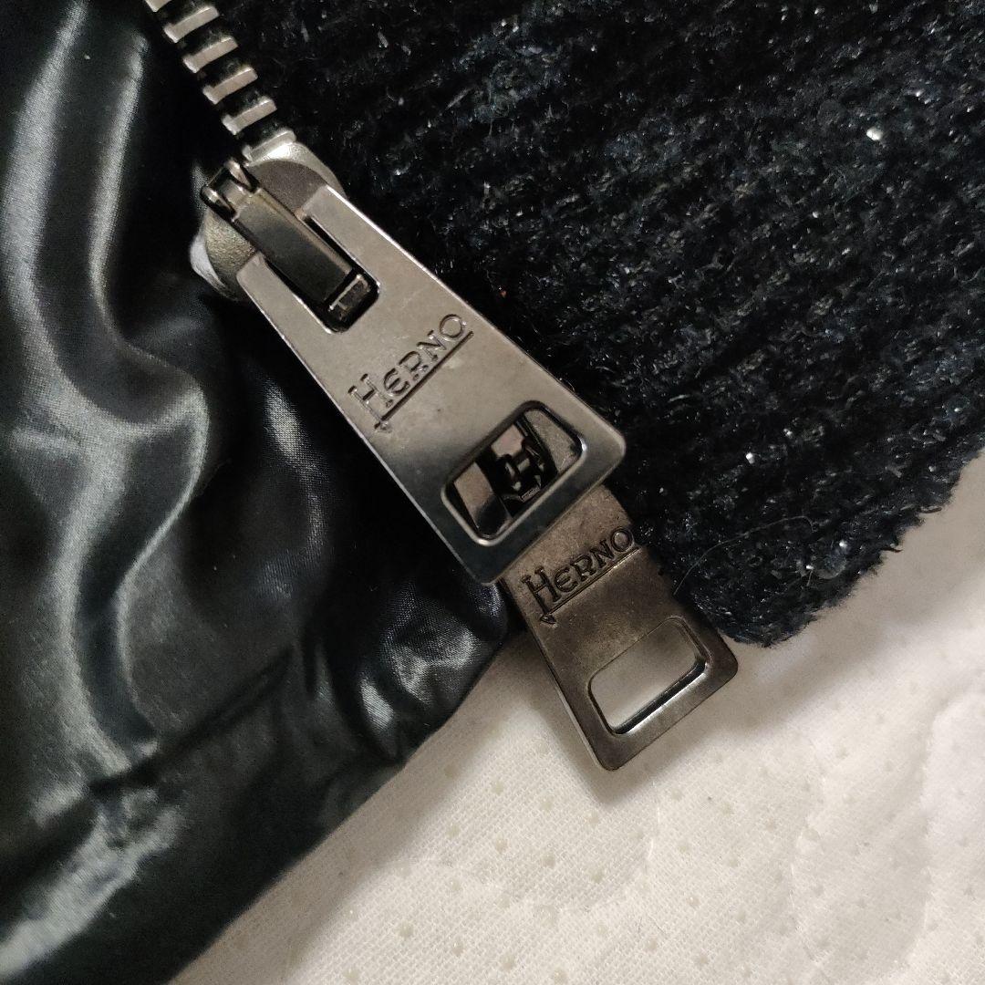 美品✨HERNO　黒タグ　スパンコール×ツイード　ダウンコート　38