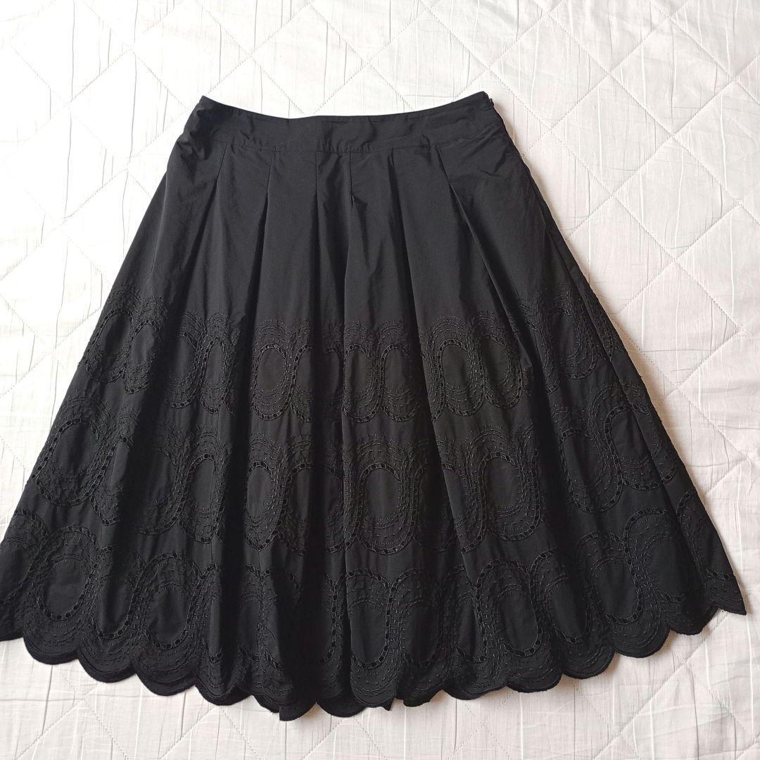 【NEW限定品】 美品 HIROKO ミモレ丈 フレアスカート 刺繍 ヒロコビス BIS スカート