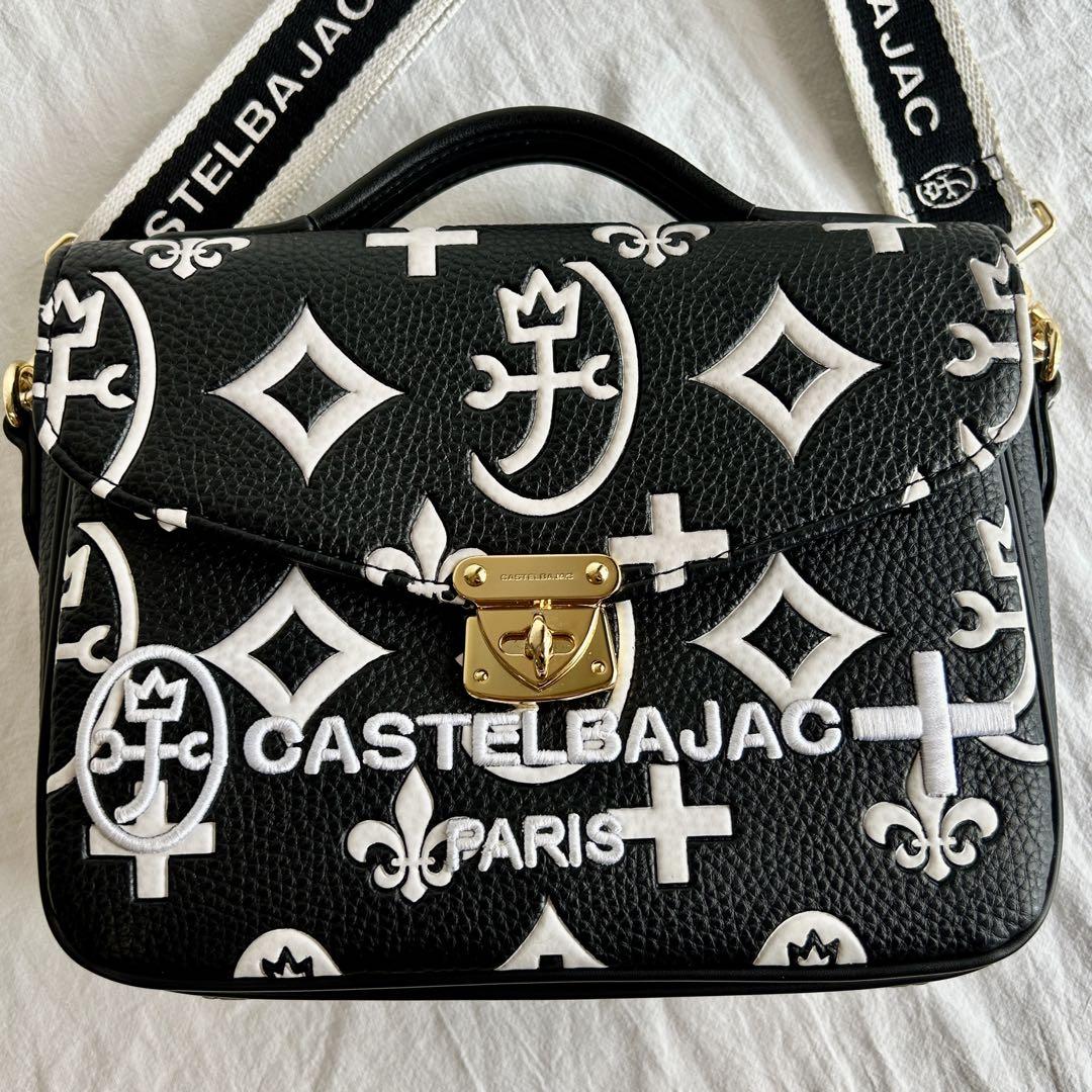 極美品 カステルバジャック 本革 2way ショルダー バック 総柄 B5
