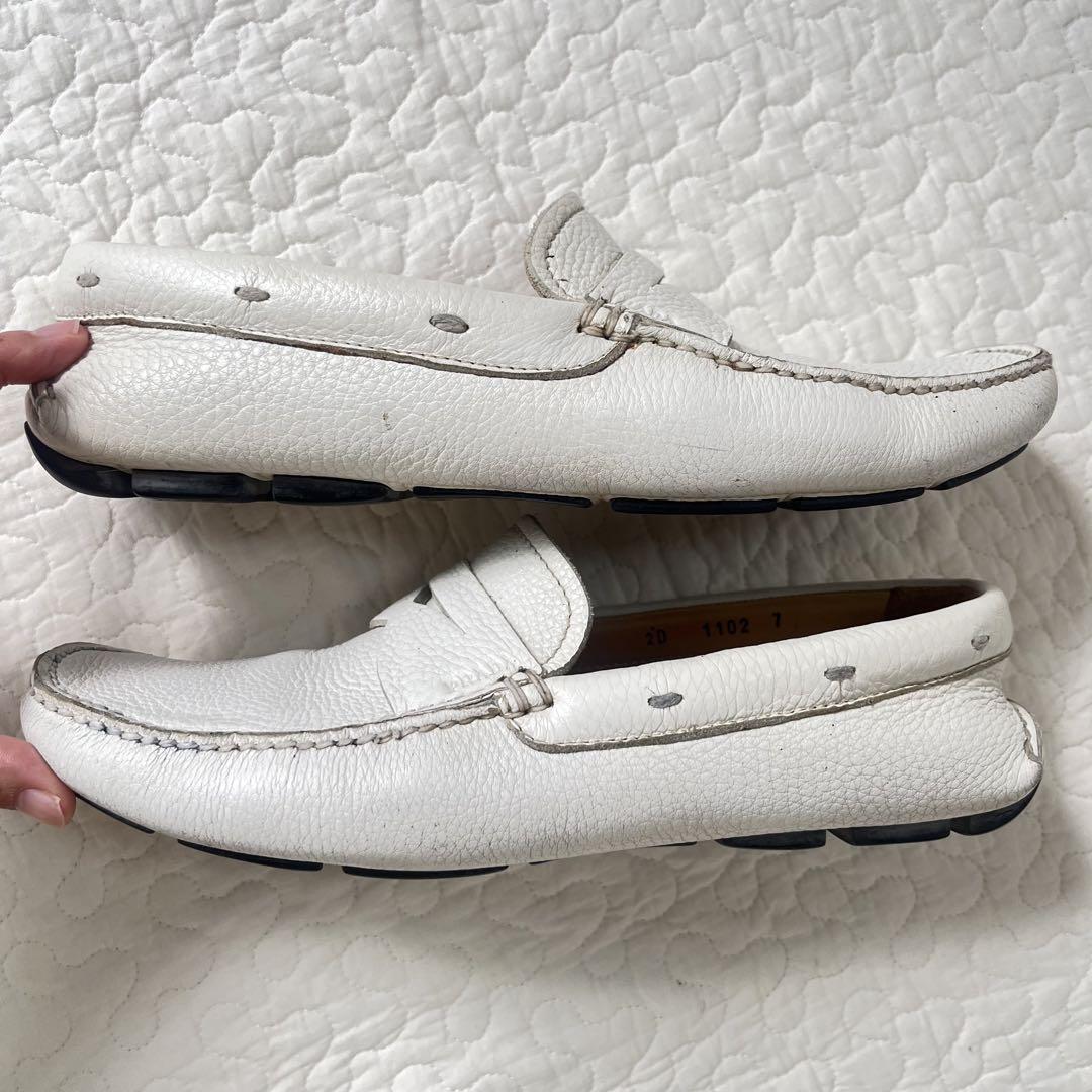 プラダ PRADA ローファー　ドライビングシューズ　レザー　ホワイト
